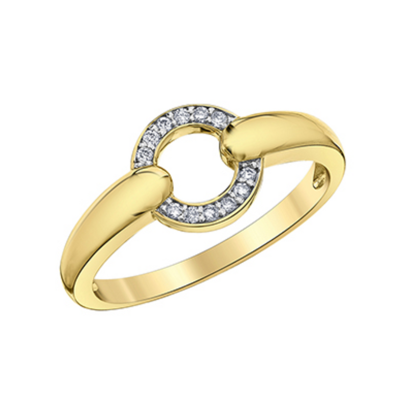 10K Yellow & White Gold .06ctw Diamond Open Circle Ring