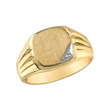 10K Yellow & White Gold .01ct Diamond Signet Ring