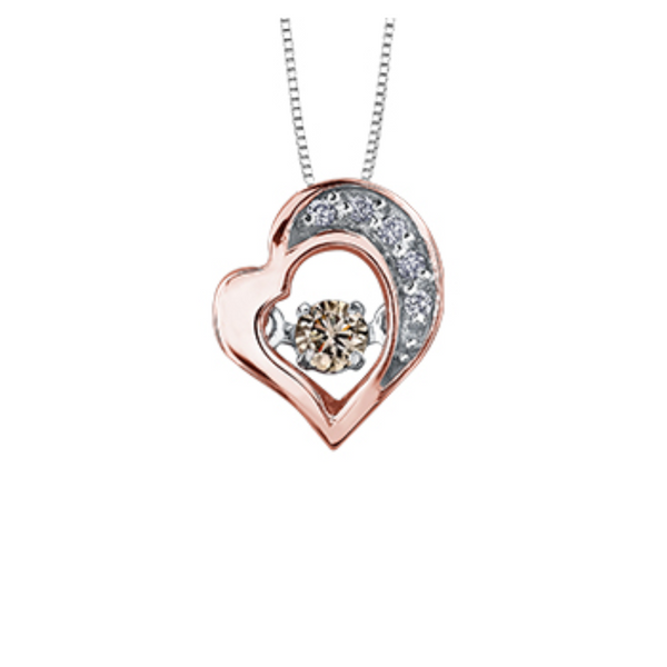 10K White & Rose Gold .07ctw Diamond Pulse Heart Pendant on Chain