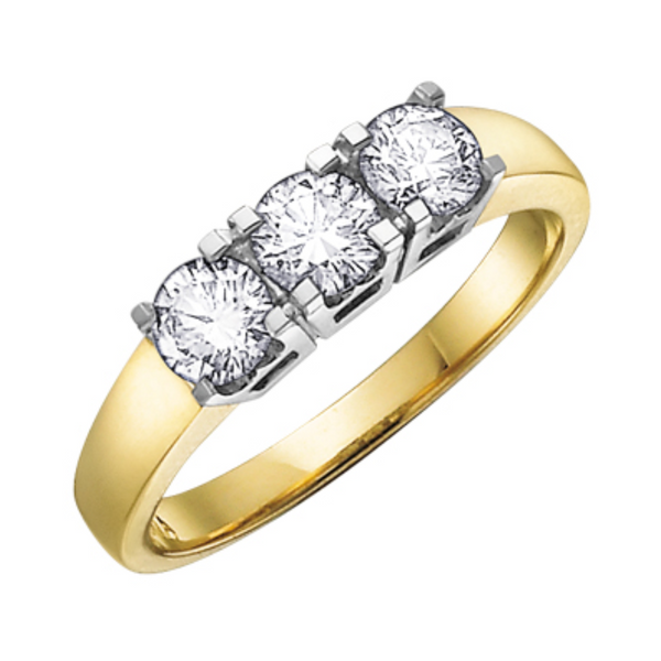 14K Yellow & White Gold .33ctw Round Brilliant Diamond Trinity Ring