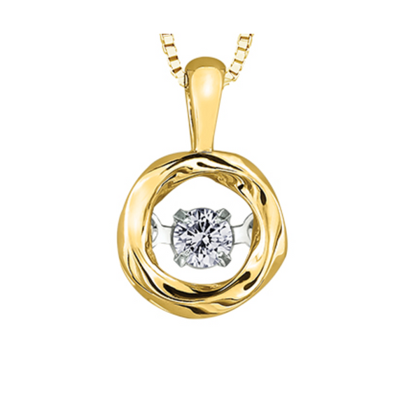 10K Yellow & White Gold .05ct Diamond Pulse Pendant on Chain