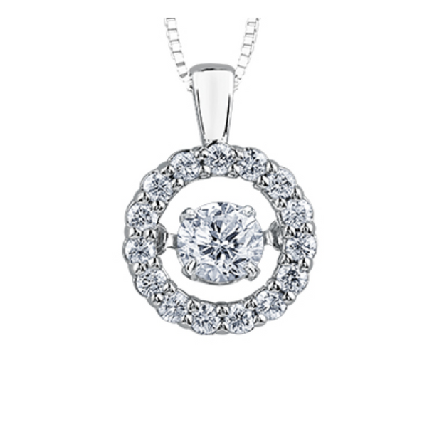 10K White Gold .12ctw Diamond Pulse Pendant with Chain