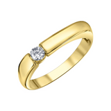 10K Yellow Gold .15ct Round Brilliant Canadian Diamond Off Center Flat Ring