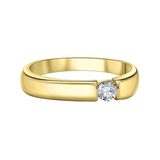 10K Yellow Gold .15ct Round Brilliant Canadian Diamond Off Center Flat Ring