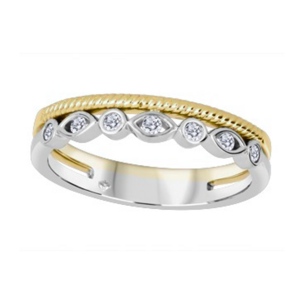 10K Yellow & White Gold .105ctw Diamond Stackable Band