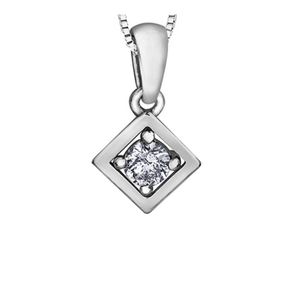 10K White Gold .07ct Diamond Drop Pendant with Chain