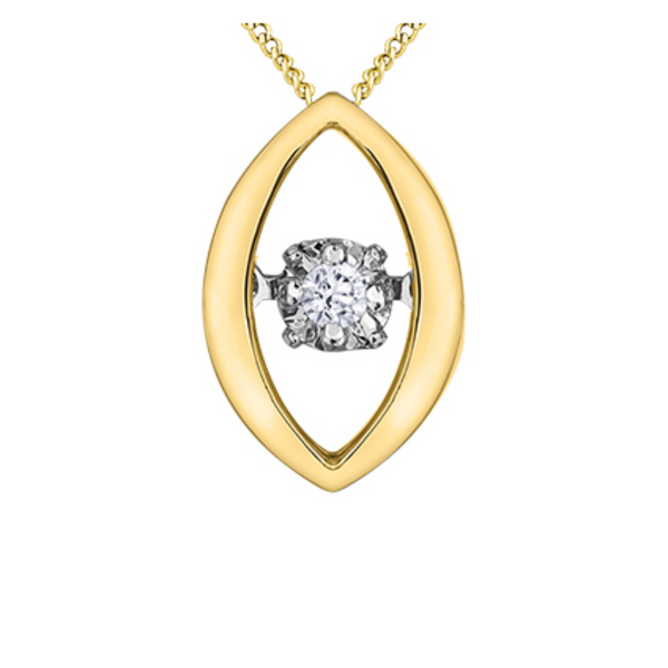 10K Yellow Gold .02ct Diamond Illusion Pulse Pendant with Chain