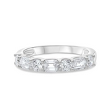 14K White Gold 1.30ctw Round Brilliant & Emerald Cut Diamond Band