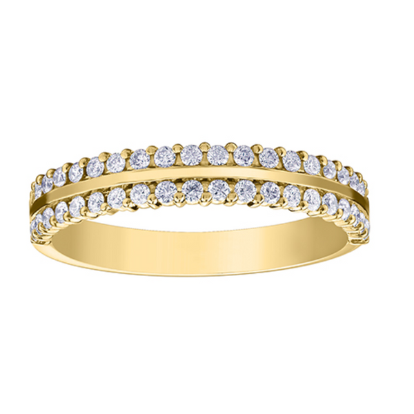 10K Yellow Gold .33ctw Diamond Two Row Ring