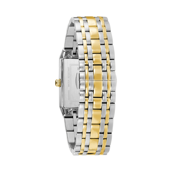 Bulova Quadra Two-Tone Watch with Square Navy Dial