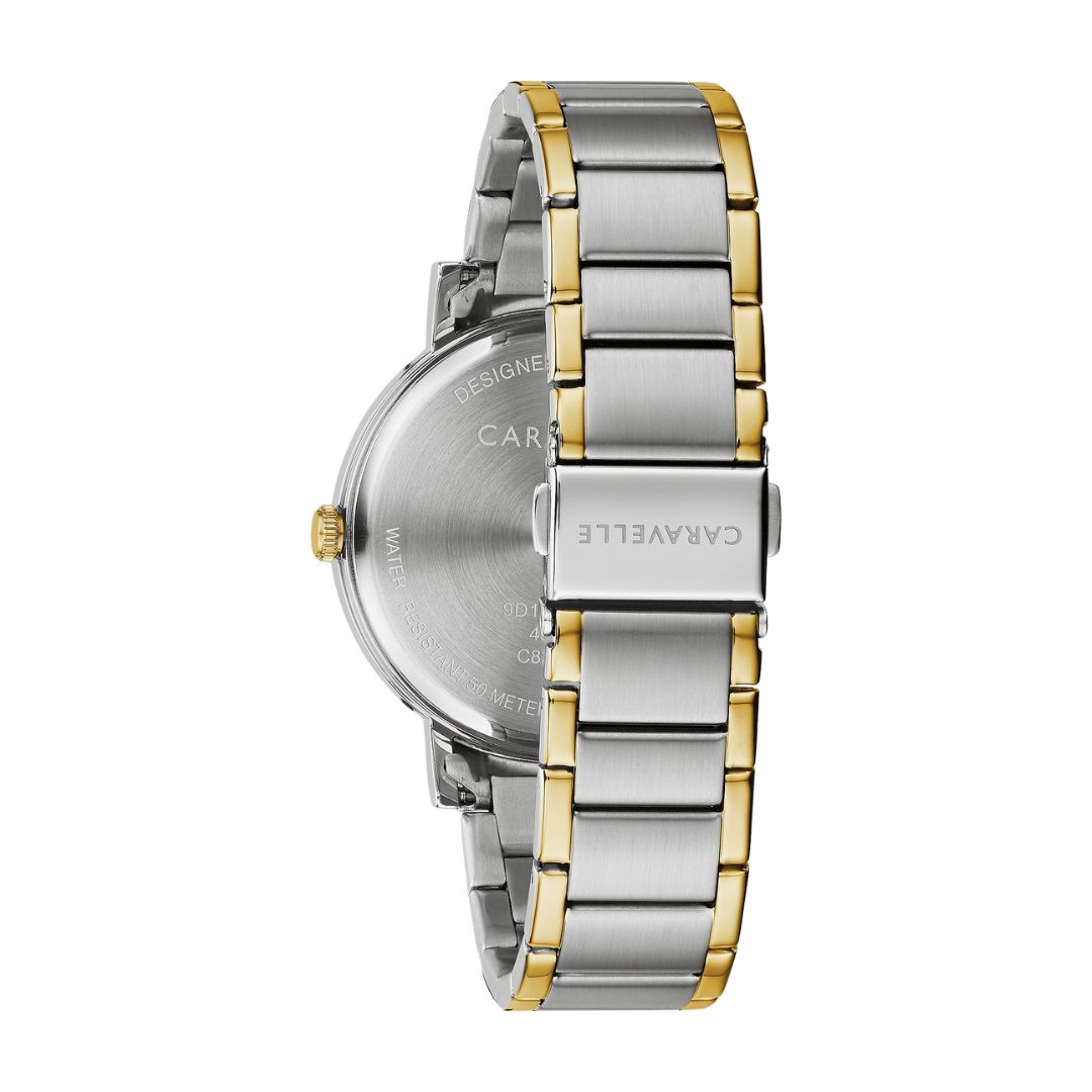 Caravelle Two-Tone Dress Watch with Blue Dial