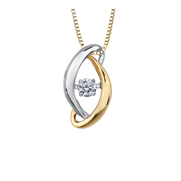 10K Yellow & White Gold .09ct Diamond Pulse Pendant with Chain