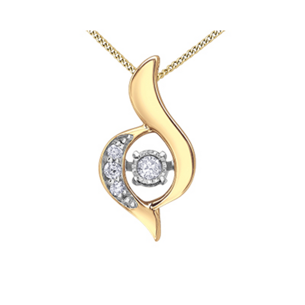 10K Yellow Gold .051ctw Diamond Pulse Pendant on Chain
