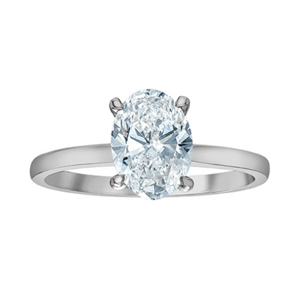 14K White Gold 1.64ctw Oval Lab Grown Diamond Ring with Hidden Halo