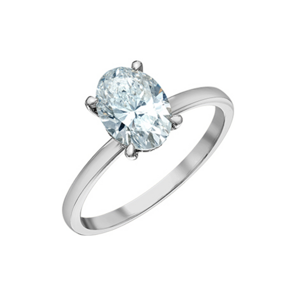 14K White Gold 1.64ctw Oval Lab Grown Diamond Ring with Hidden Halo