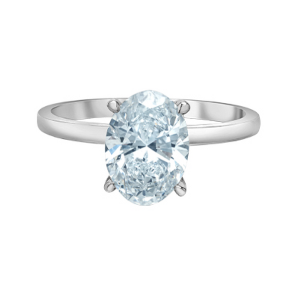 14K White Gold 2.11ctw Oval Lab Grown Diamond Solitaire with Hidden Halo