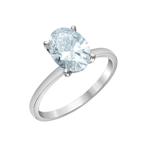 14K White Gold 2.11ctw Oval Lab Grown Diamond Solitaire with Hidden Halo