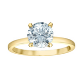 14K Yellow Gold 1.56ctw Round Brilliant Lab Grown Diamond Solitaire with Hidden Halo