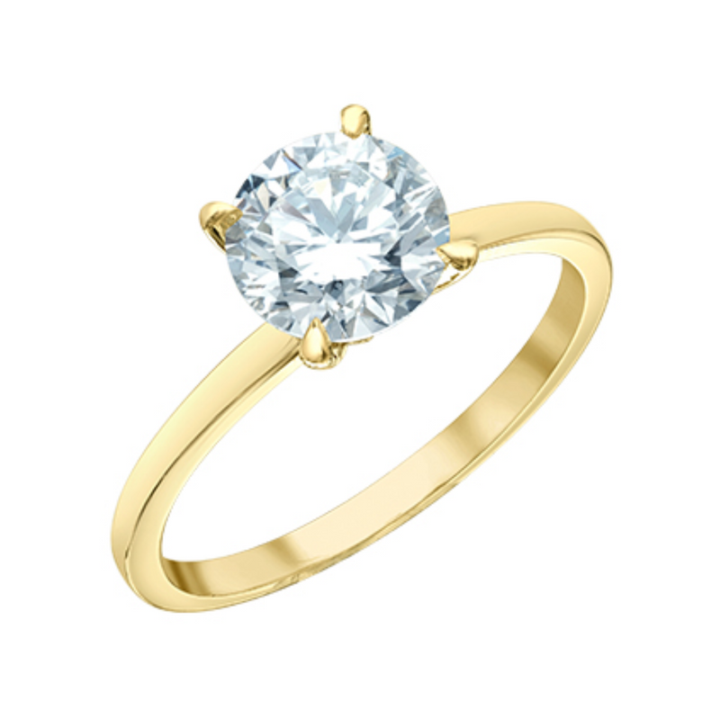 14K Yellow Gold 1.56ctw Round Brilliant Lab Grown Diamond Solitaire with Hidden Halo