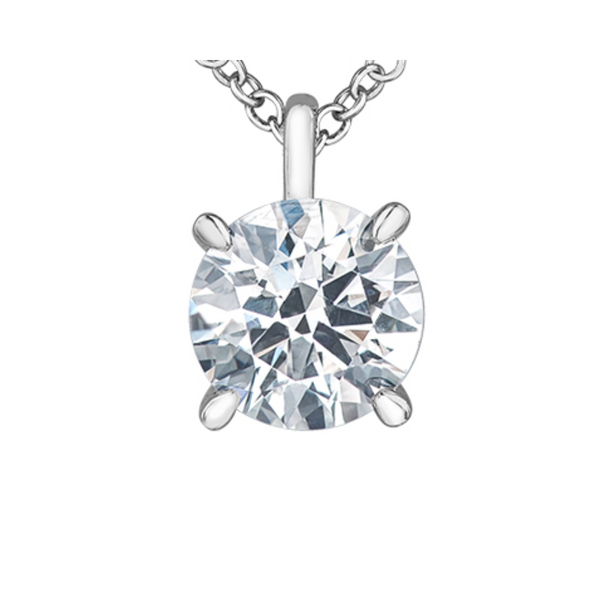 14K White Gold 1.00ct Round Brilliant Lab Grown Diamond Solitaire Pendant with Chain