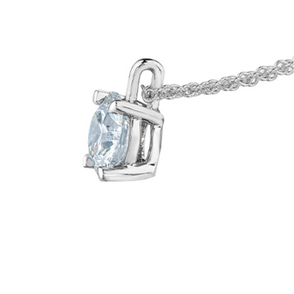 14K White Gold 1.00ct Round Brilliant Lab Grown Diamond Solitaire Pendant with Chain