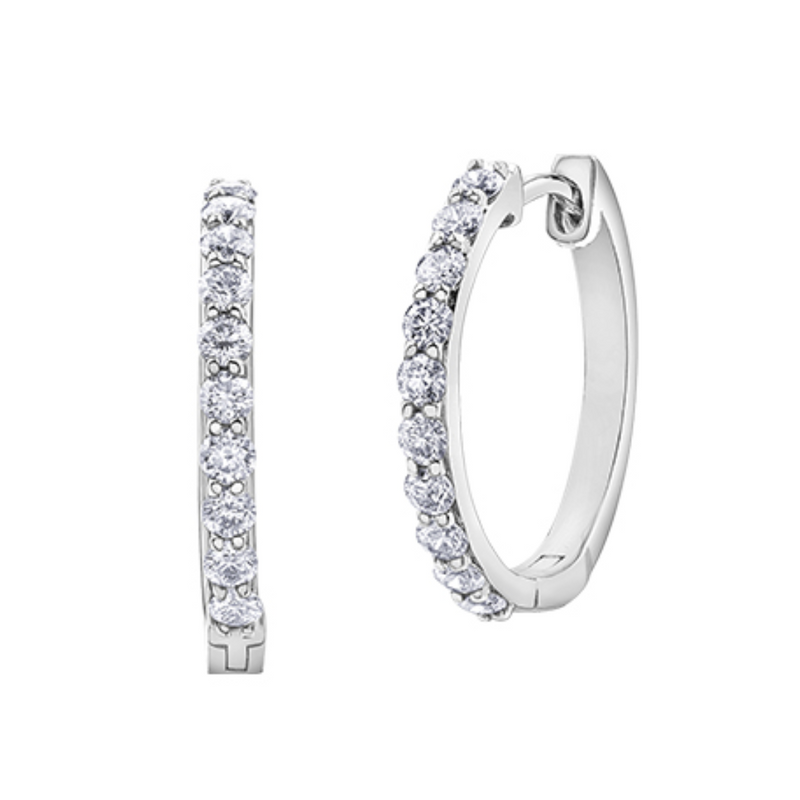 10K White Gold .50ctw Diamond Envy Claw set Hoops