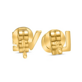 14K YG 0.09ctw DIAMOND "LOVE" STUDS