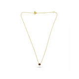 14K Yellow Gold .06ctw Diamond & Oval Ruby Horizontal Necklace with Halo