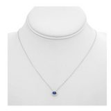 14K White Gold .06ctw Diamond & Oval Sapphire Horizontal Necklace with Halo