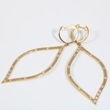 14K Yellow Gold .39ctw Sandblasted finish Diamond Dangle Earrings