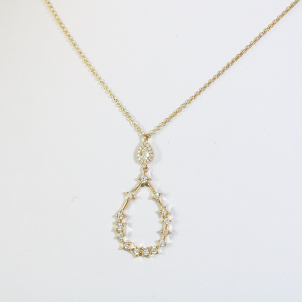 14K Yellow Gold .37CTW Diamond Teardrop shape Necklace