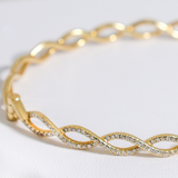 14K Yellow Gold Diamond Weaved Bangle