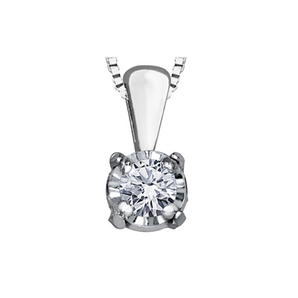 10K White Gold Diamond Pendant on Chain