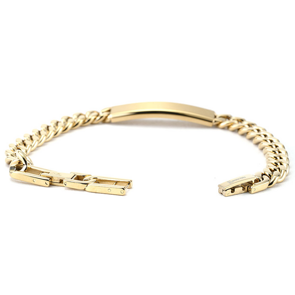 Italgem Gold Plated Round Box Bracelet with ID Plate