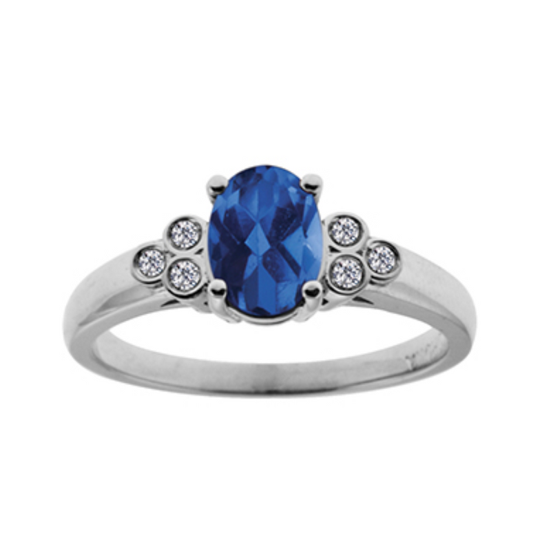 10K White Gold Diamond and Sapphire Ring