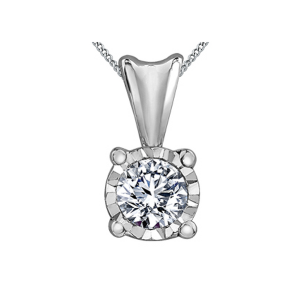 10K White Gold .10CT Diamond Illuminaire Pendant on Chain