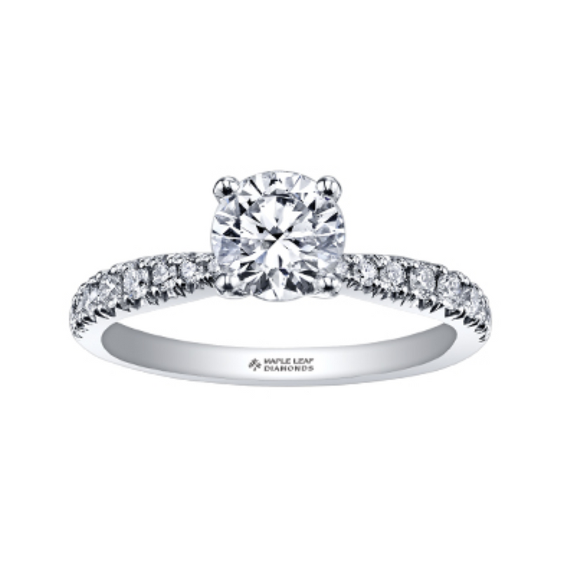14K White Gold .60ctw Canadian Diamond Engagement Ring with Underhead Diamonds
