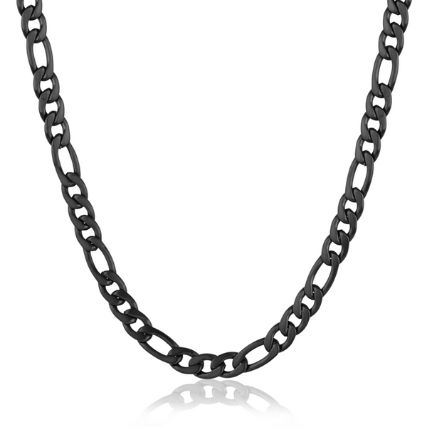 Italgem Black Matte Figaro Link 24" Chain