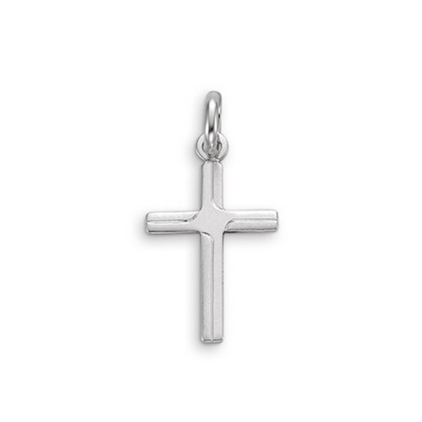 10K White Gold Plain Cross Pendant