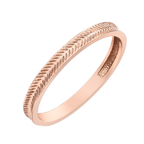 10K Rose Gold Chi Chi Feather Pattern Gold Ring