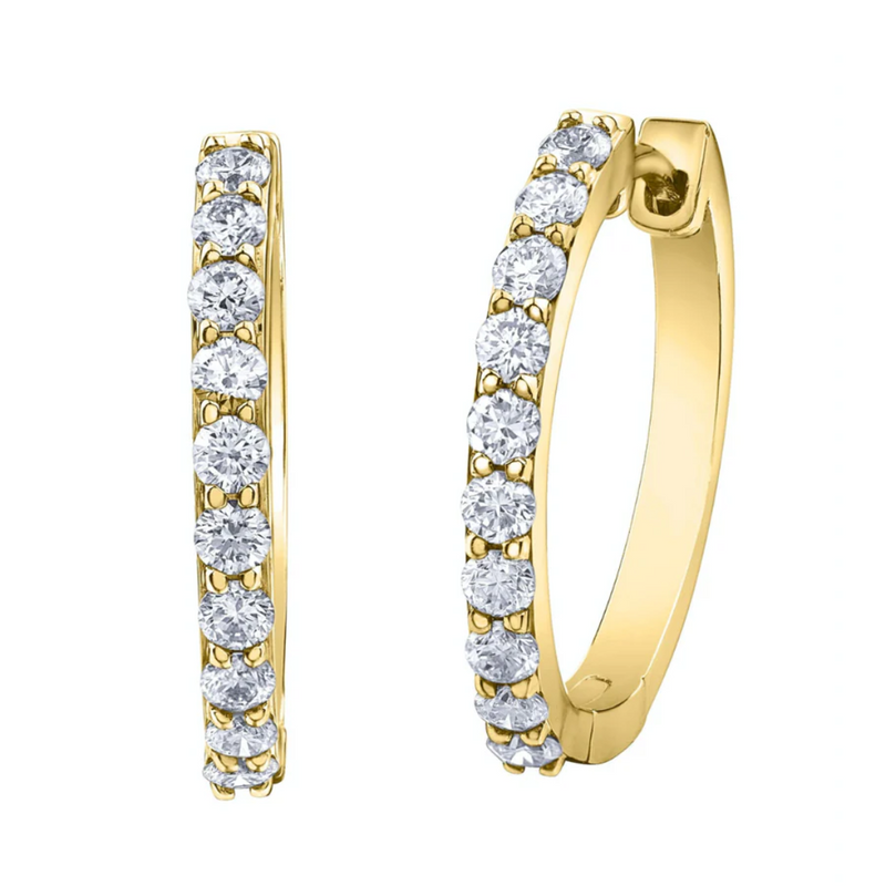 10K Yellow Gold 1.00ctw Diamond Envy Hoop Earrings