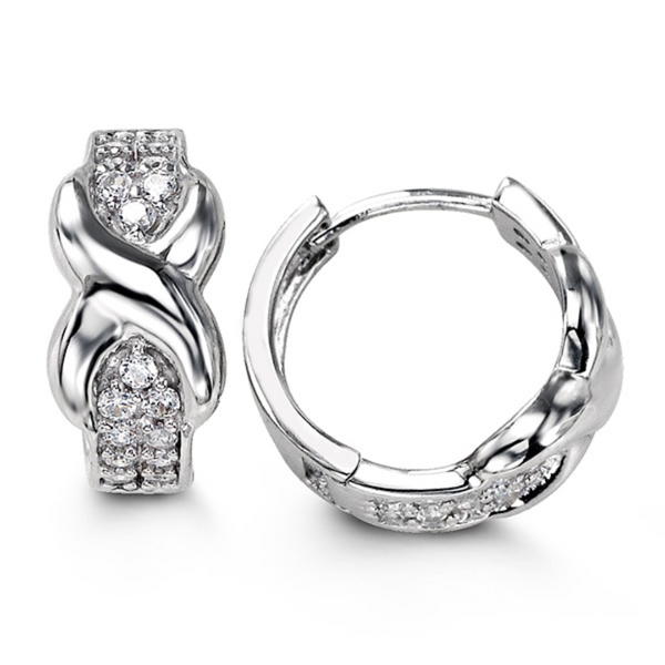 Sterling Silver Cubic Zirconia Infinity Huggie Earrings