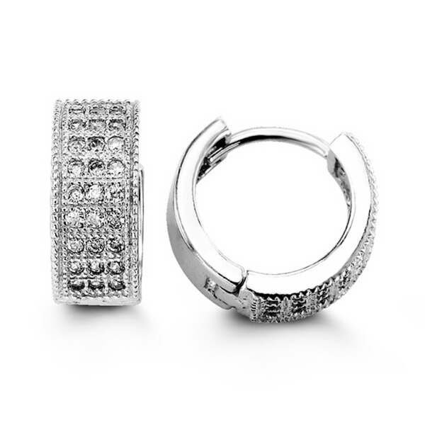 Sterling Silver Cubic Zirconia Huggie Earrings