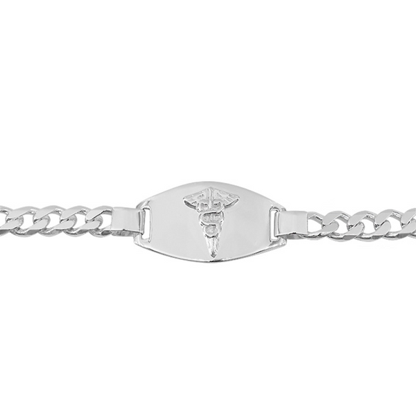 Sterling Silver 8" Curb Link Medic Alert Bracelet