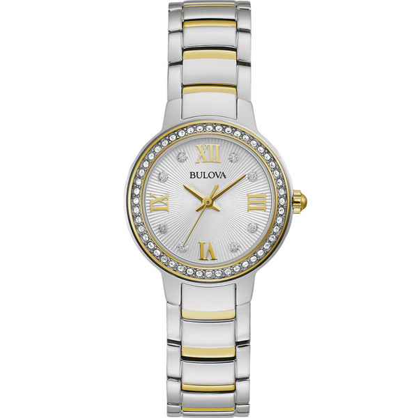 Bulova Quartz Two Tone Watch with Crystal Accents