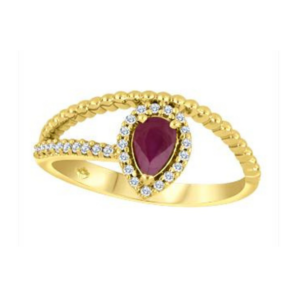 10K Yellow Gold Diamond & Ruby Ring