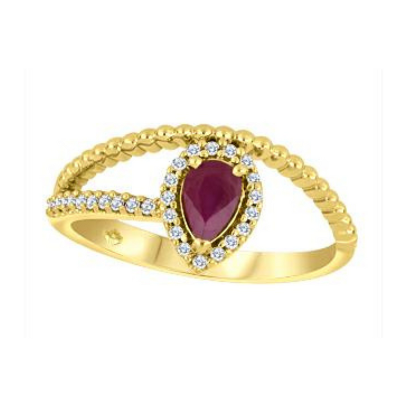 10K Yellow Gold .091ctw Diamond & Ruby Ring