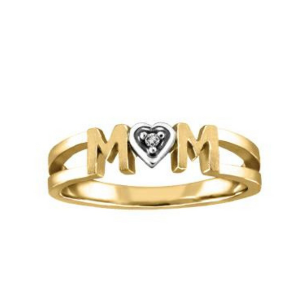 10K Yellow Gold Diamond "MOM" Ring