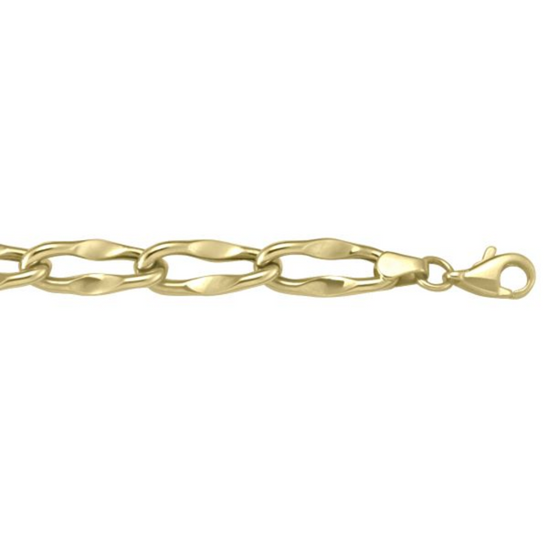 10K Yellow Gold Pressed Oval Links Bracelet