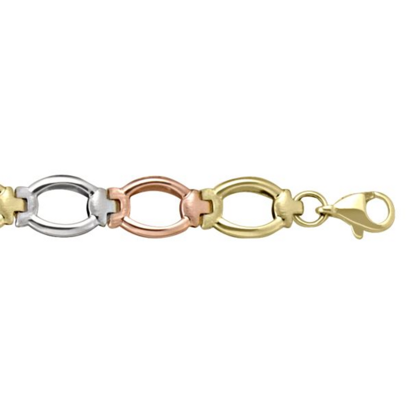 10K Tri Gold Oval Link Bracelet